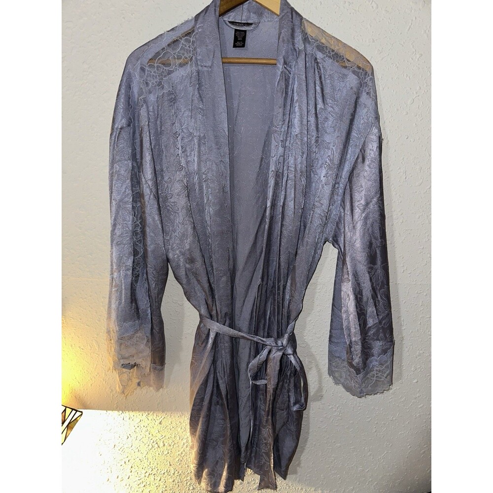 Victoria's Secret Y2K Lavender Floral Lace  Jacquard Bridal Robe Womens Sz M/L